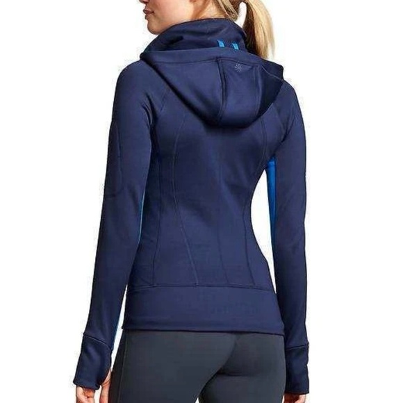 Athleta Strength Cozy Hoodie Full Zip Jacket Macaw Navy Royal Blue Size XS - Picture 2 of 10